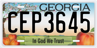 GA license plate CEP3645