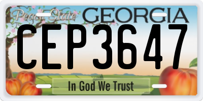 GA license plate CEP3647