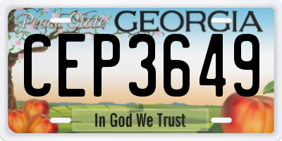 GA license plate CEP3649