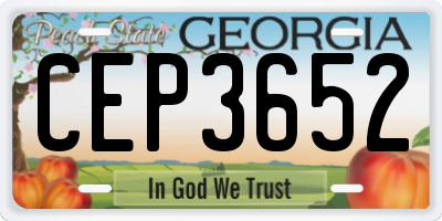 GA license plate CEP3652
