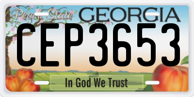 GA license plate CEP3653