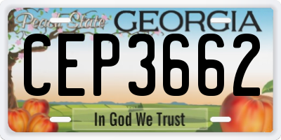 GA license plate CEP3662