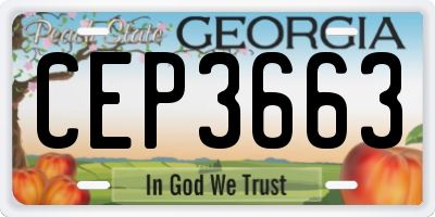 GA license plate CEP3663