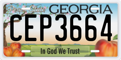 GA license plate CEP3664