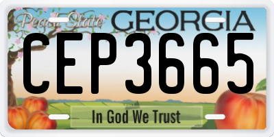 GA license plate CEP3665