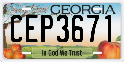 GA license plate CEP3671