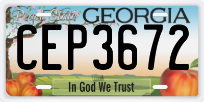 GA license plate CEP3672
