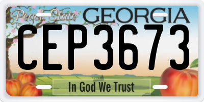 GA license plate CEP3673