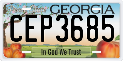 GA license plate CEP3685