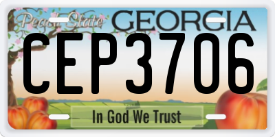 GA license plate CEP3706