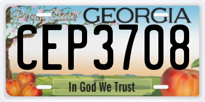 GA license plate CEP3708