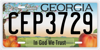 GA license plate CEP3729