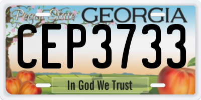 GA license plate CEP3733