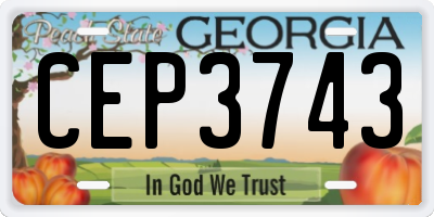 GA license plate CEP3743