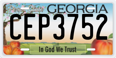 GA license plate CEP3752