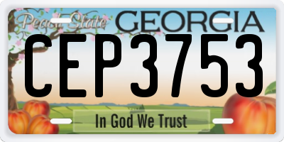 GA license plate CEP3753