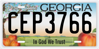 GA license plate CEP3766