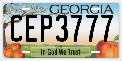 GA license plate CEP3777