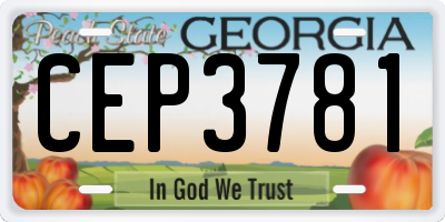 GA license plate CEP3781