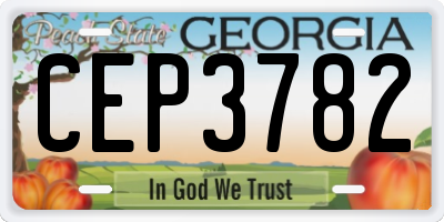 GA license plate CEP3782