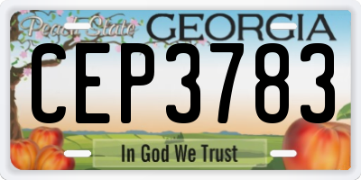 GA license plate CEP3783