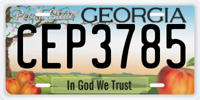 GA license plate CEP3785
