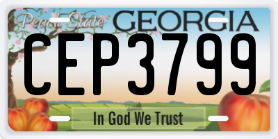 GA license plate CEP3799