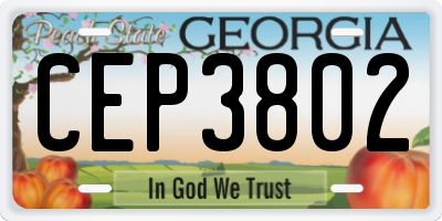 GA license plate CEP3802