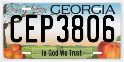GA license plate CEP3806