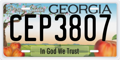 GA license plate CEP3807