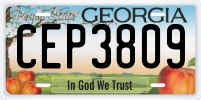 GA license plate CEP3809