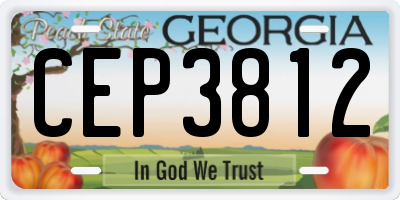 GA license plate CEP3812