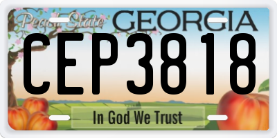 GA license plate CEP3818