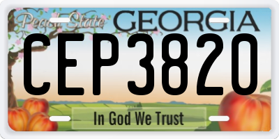 GA license plate CEP3820