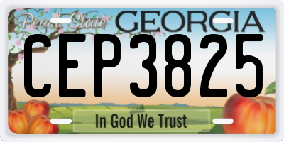 GA license plate CEP3825