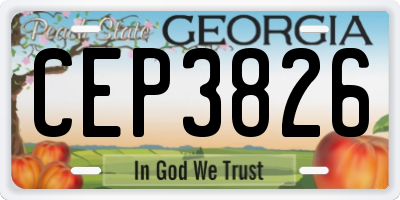 GA license plate CEP3826