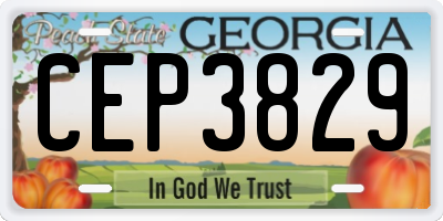 GA license plate CEP3829