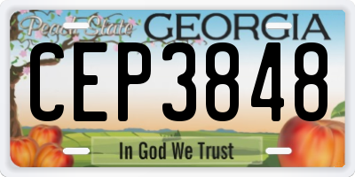 GA license plate CEP3848