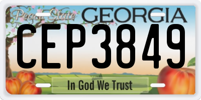 GA license plate CEP3849