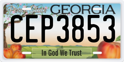GA license plate CEP3853