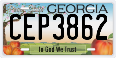 GA license plate CEP3862