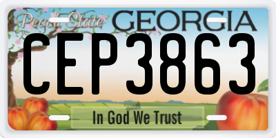 GA license plate CEP3863