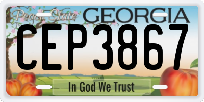GA license plate CEP3867
