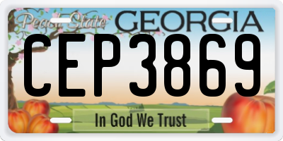 GA license plate CEP3869