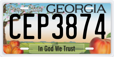 GA license plate CEP3874