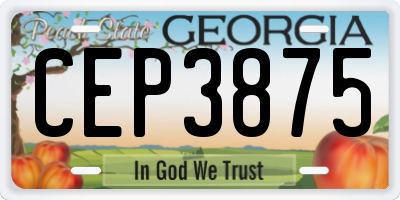 GA license plate CEP3875