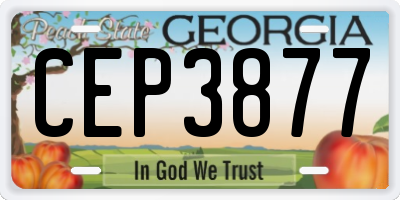 GA license plate CEP3877
