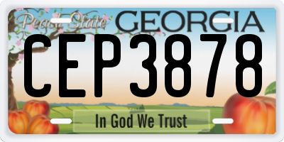 GA license plate CEP3878