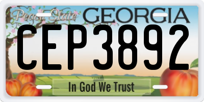 GA license plate CEP3892