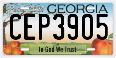 GA license plate CEP3905
